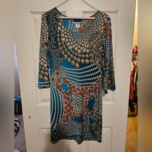 Dream Dance Teal Dress with Jewels Print sz XS